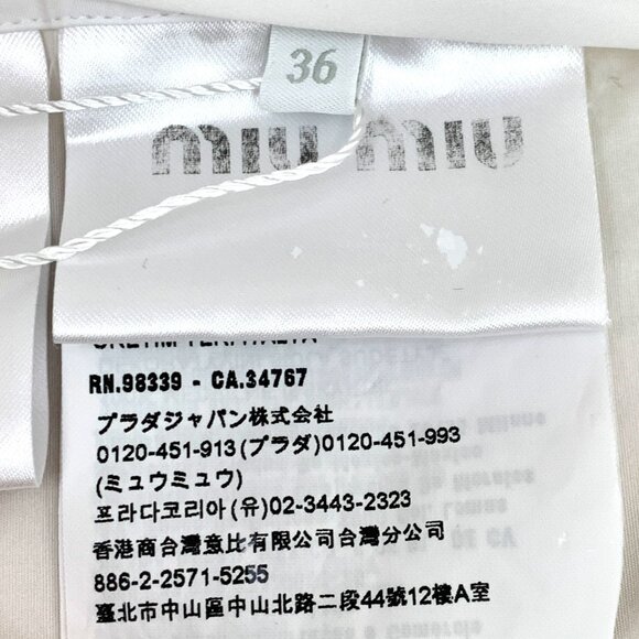 Miu Miu White Cropped Cotton Long Sleeve Shirt Logo Embroidery Single Breasted S - Picture 8 of 9